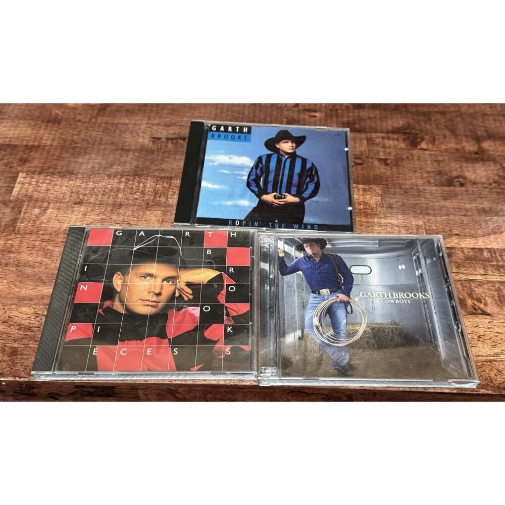 Lot of 3 Garth Brooks CDs : Ropin the Wind, Pieces, and Cowboys